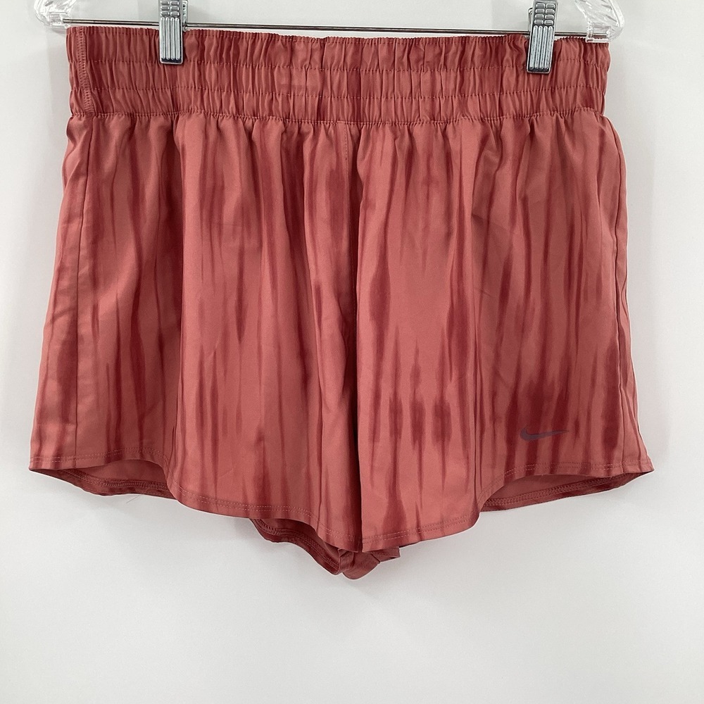 NIKE Dri-Fit Shorts Women's Size L Brief Lined 3" High Waisted Canyon Pink - NEW